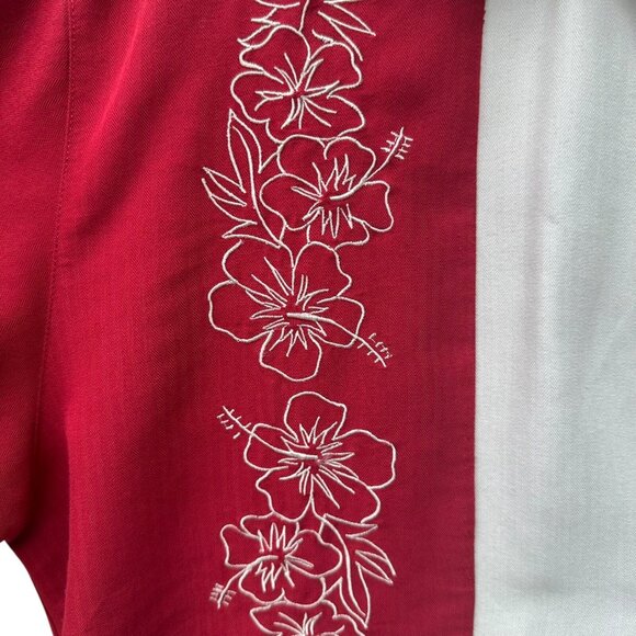 Caribbean Mens M Maroon Ivory Tropical Shirt Beach Resort Wear Button Up Collar - Picture 8 of 12